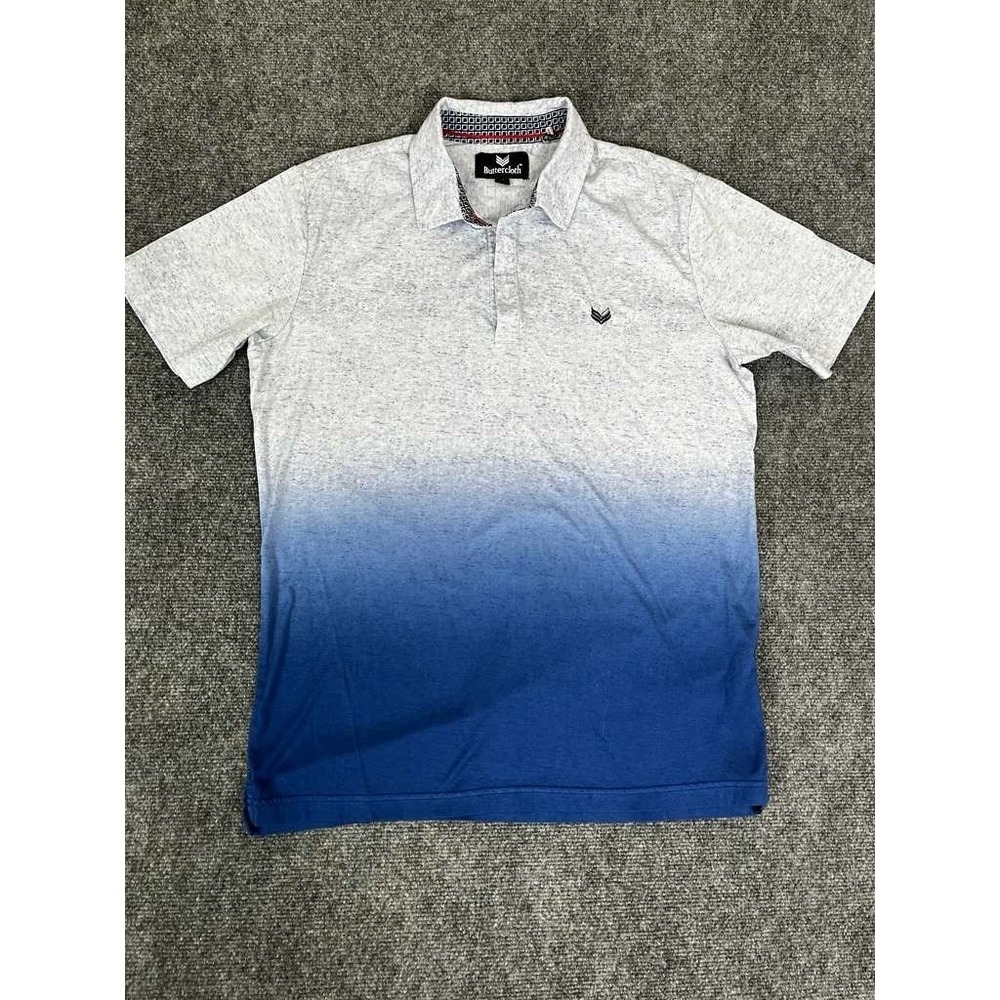 ButterCloth Shirt Mens Medium Gray Blue Ombre Polo Soft Stretch Golf EUC